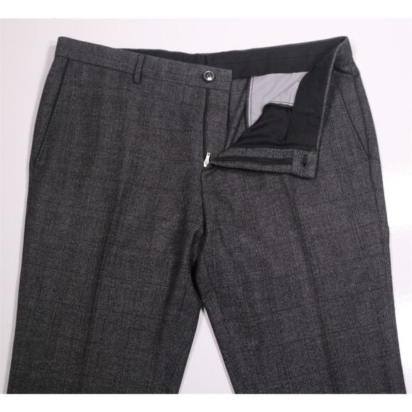 Hugo Boss Current Giro Gray Black Knit Woven Flat Front Wool Dress Pants 38x29 - Picture 5 of 8